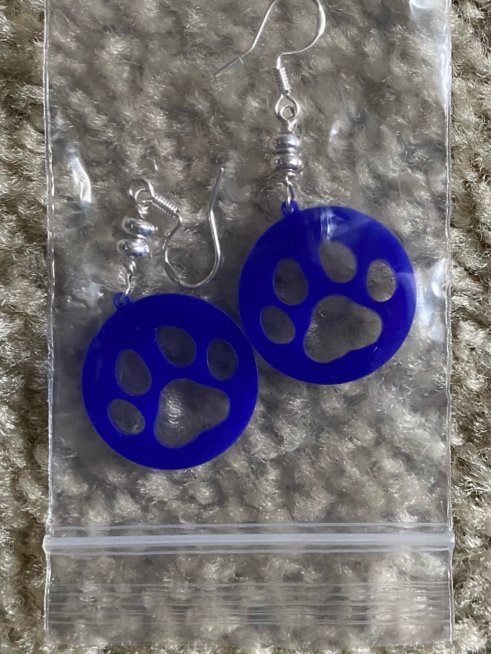 Blue Paw Print Dangle Earrings - Women's Jewelry